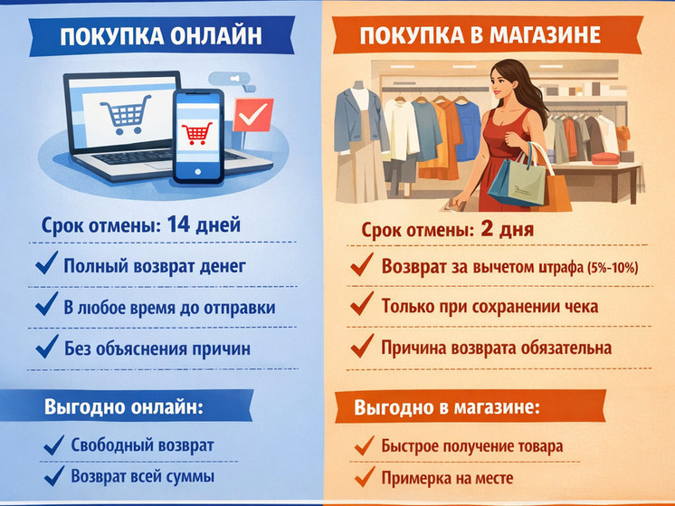 Отмена сделки: в интернете и в магазинах