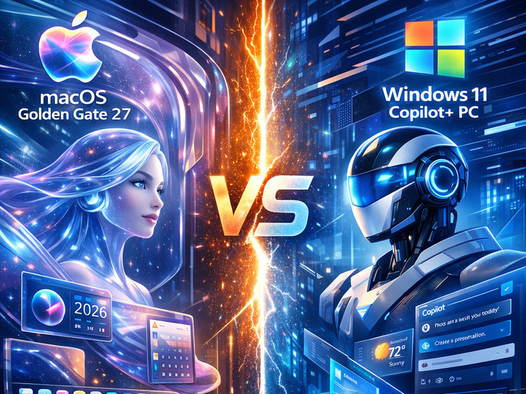 macOS Golden Gate 27 против Windows 11 Copilot+ PC: Битва титанов 2026 года